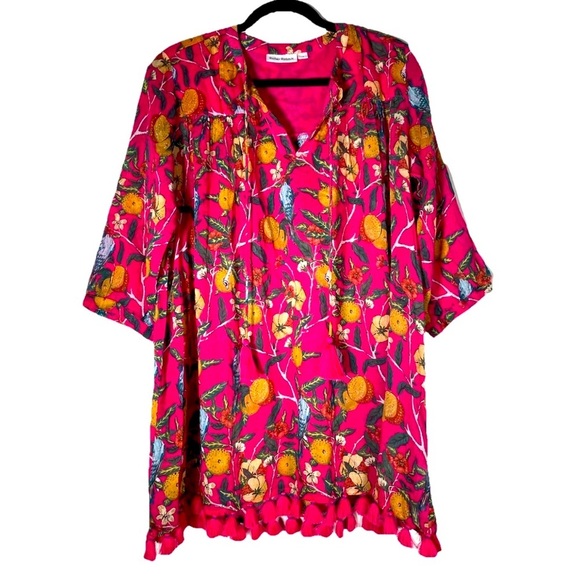 Roller Rabbit Rodez Serafina Tunic Kurti Swim Cover-up Sz S Cotton Tropical Bird - Picture 1 of 12